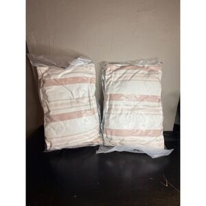 Target Threshold Striped Lumbar Pillow Cover Rose Gold Beige White 12'X18" 2 Pck